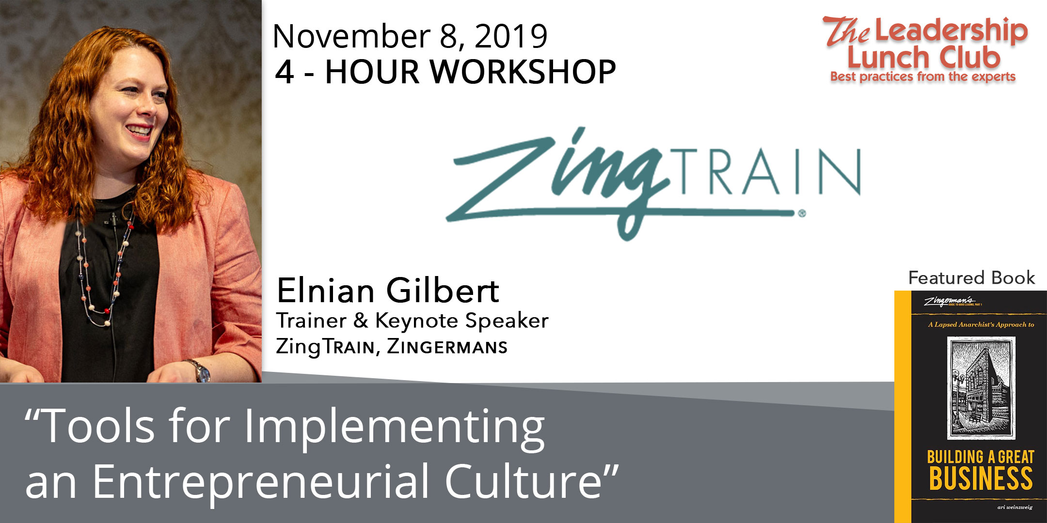 Read more about the article ZingTrain: “Tools for Creating an Entrepreneurial Culture” – November 8, 2019 – 4-Hour Workshop